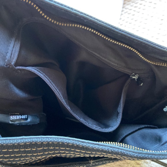 Fossil Genuine Leather & Canvas Black Crossbody Bag VGC - Picture 11 of 16